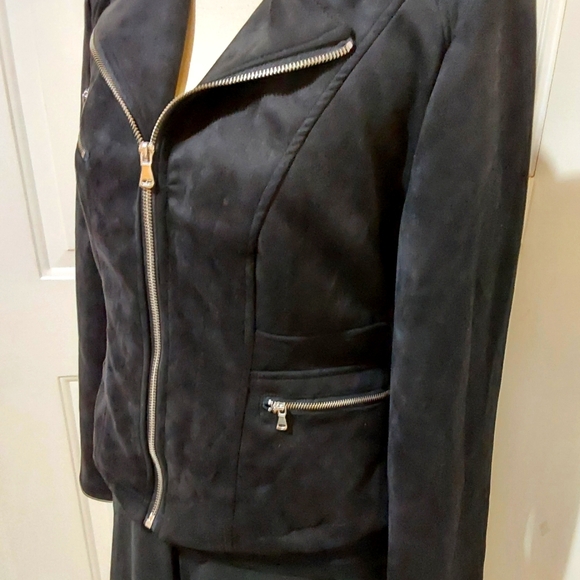 🌺 NWT Black Ookie & Lala Faux Suede Moto Jacket - Picture 3 of 13